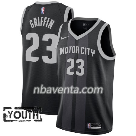 Camiseta Niños Detroit Pistons Blake Griffin 23 2018-19 Nike City Edition Negro Azul Swingman